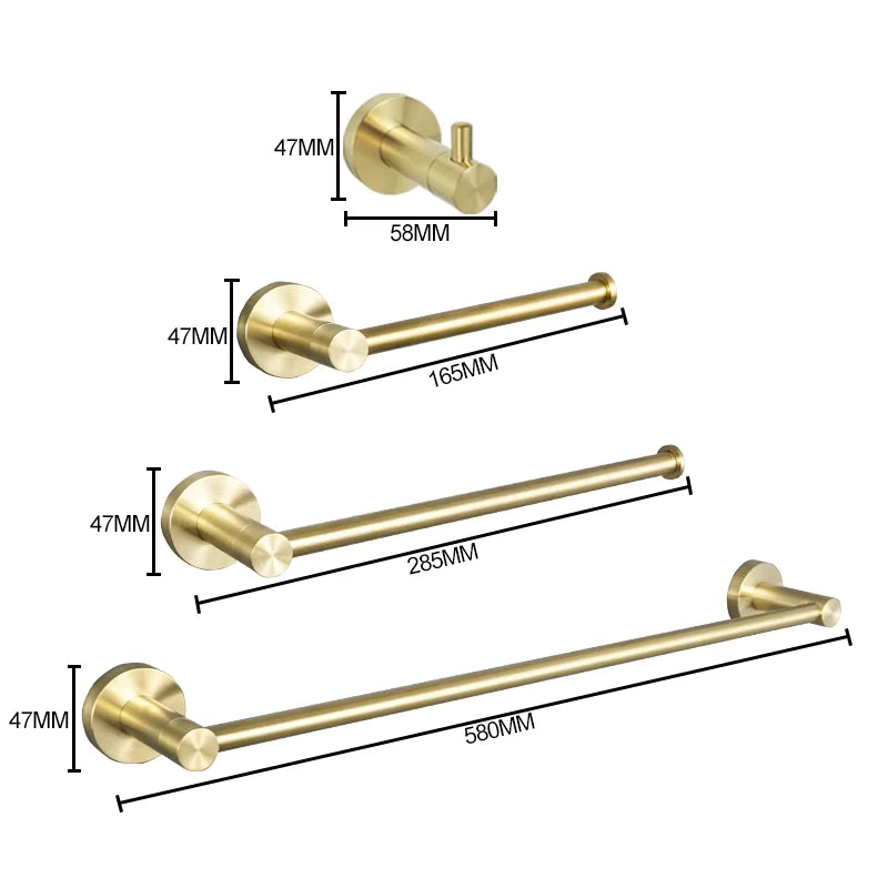 DecorBites™ Brushed Gold Bathroom Pendant Set: Toilet Brush Holder, Paper Holder, Towel Bar & More