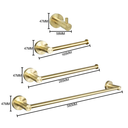 DecorBites™ Brushed Gold Bathroom Pendant Set: Toilet Brush Holder, Paper Holder, Towel Bar & More