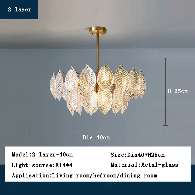 Decorbites™ Blatt-Glas-Hängelampe Luxus-Esszimmer-Deckenleuchte