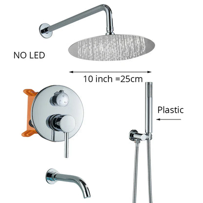 DecorBites™ Brass Shower Set with 2-Way Mixer and Handheld Spray - 8-16" Rain Shower Head