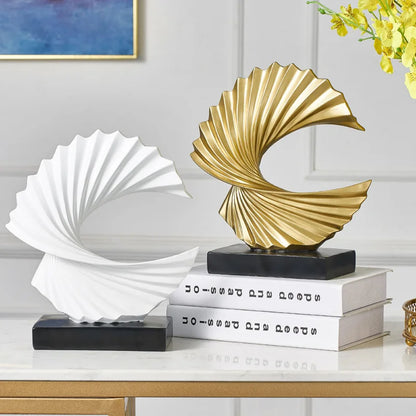 DecorBites™ Golden Resin Abstract Sculpture for Modern Home & Office Decor