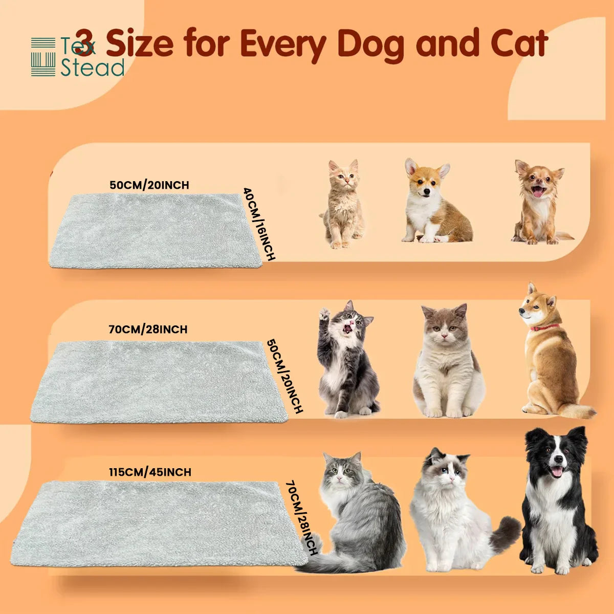 Decobites Self Heating Cat Dog Pet Bed Mat Extra Warm Thermal Pad