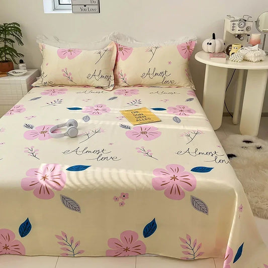 Decobites Tropical Plants Print Cotton Double Bed Sheet for Soft & Comfortable Sleep