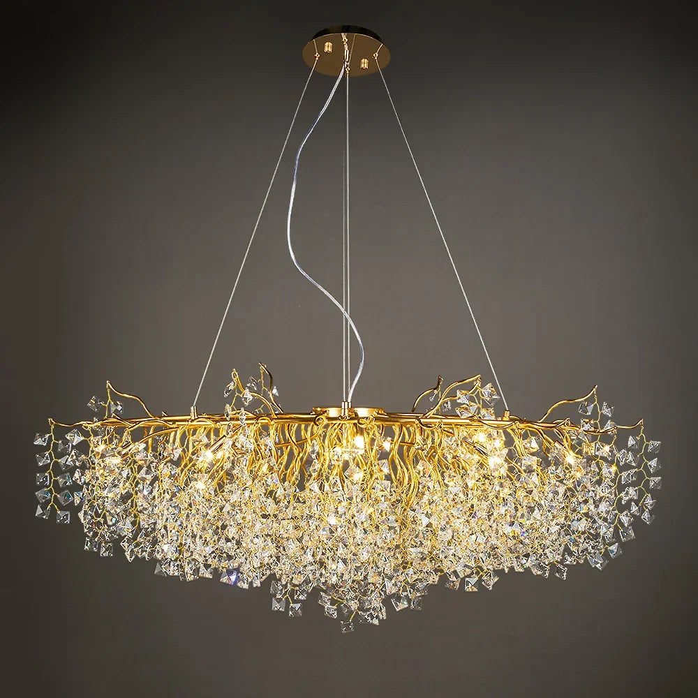 Gold Crystal Branch Chandelier G9 For Kitchen Island