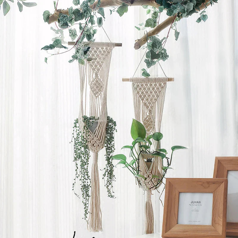 Decobites Boho Macrame Plant Hanger Basket Wall Art Hanging Home Decor