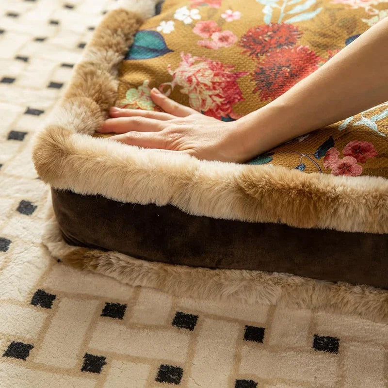 Cojines cuadrados para silla DecorBites™ con estampado floral bohemio y ribete de piel sintética: almohadilla de asiento suave y gruesa