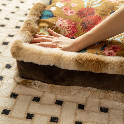 Cojines cuadrados para silla DecorBites™ con estampado floral bohemio y ribete de piel sintética: almohadilla de asiento suave y gruesa