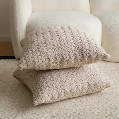 DecorBites™ Cable Knit Cotton Pillow Cover Soft Ivory Burnt Orange 45x45cm 50x50cm 60x60cm