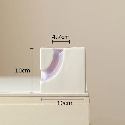 Decorbites™ Geometrische Blöcke Vase: Dekoration für den Schreibtisch mit Farbverlauf und künstlichen Blumen