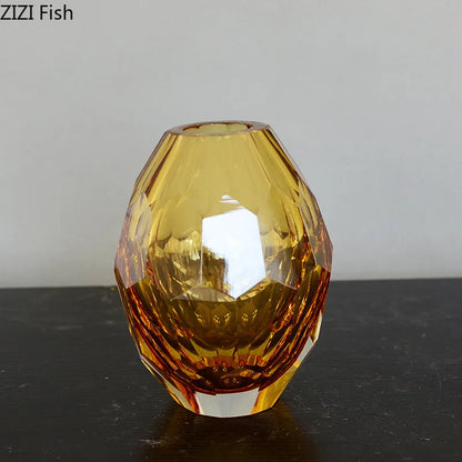 DecorBites™ Amber Glass Vase for Desk Decoration and Floral Arrangement