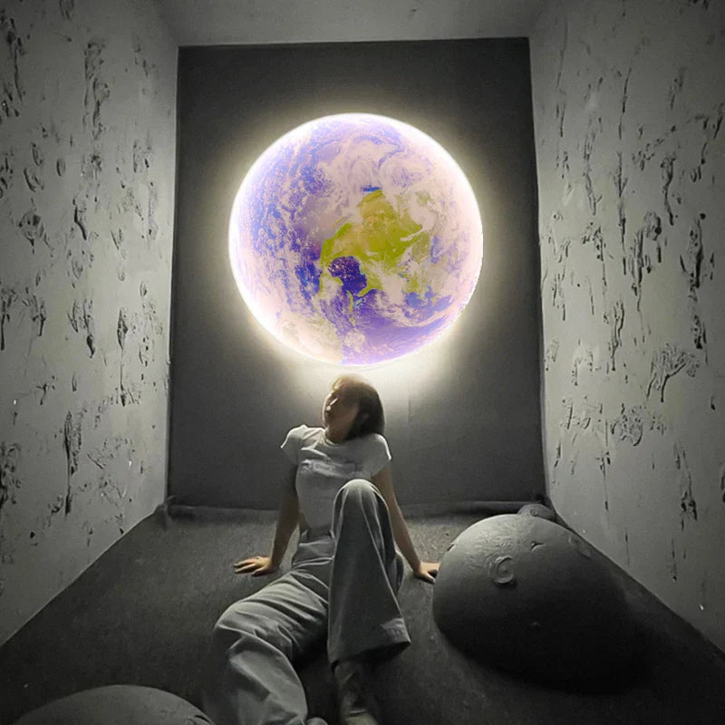 Lámpara de pared LED DecorBites™ Creative Moon Earth para espacios de vida modernos