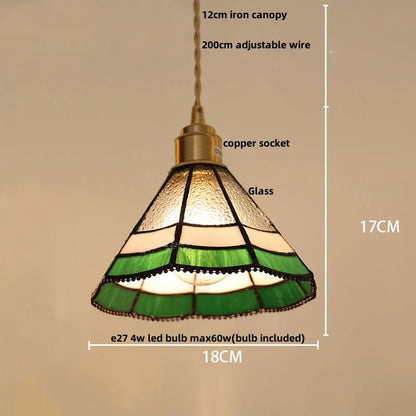 DecorBites™ Glass LED Pendant Lamp Tiffany Style Hand Stitch Dining Room Light