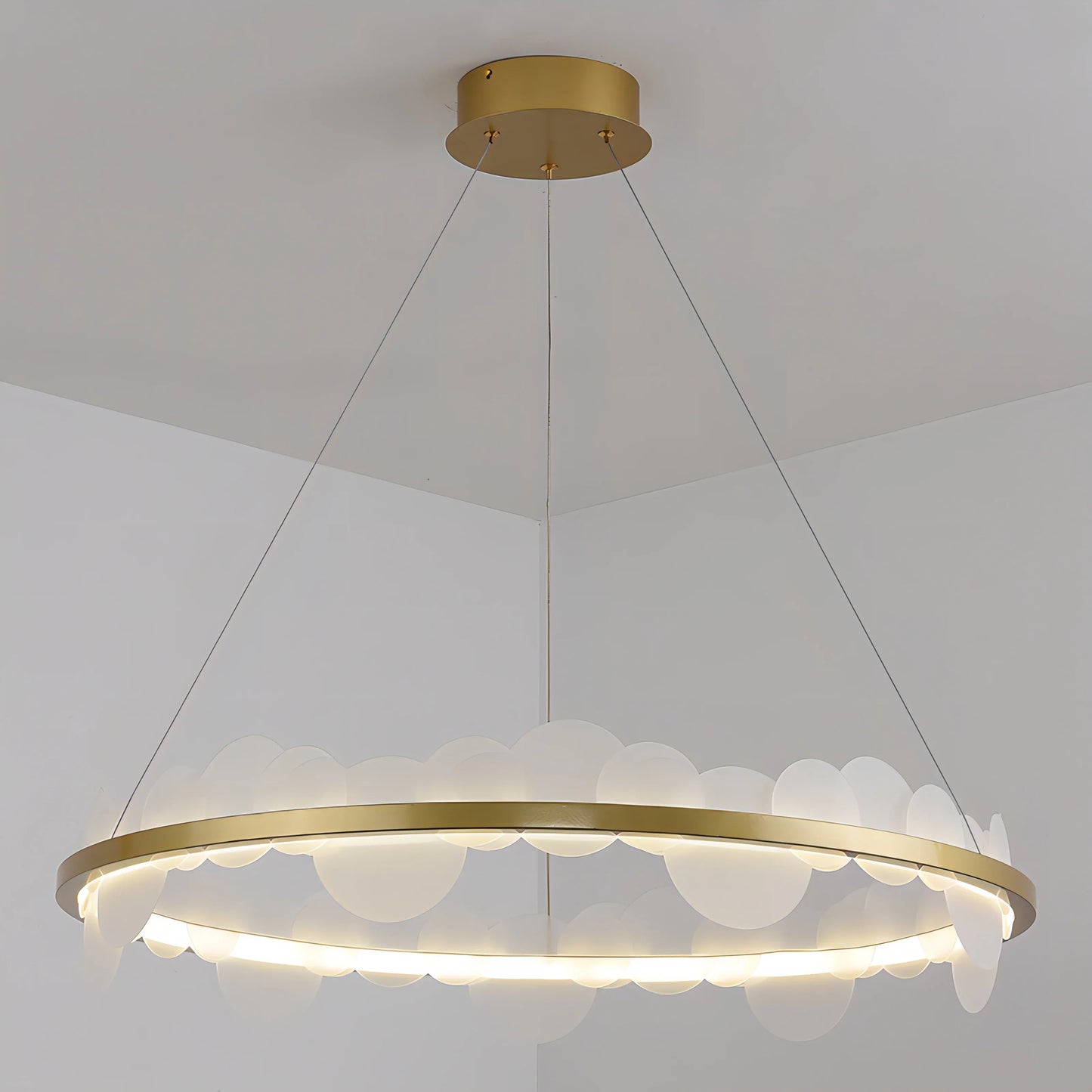 DecorBites™ Frost Texture LED Ring Chandelier for Living Room Office Ceiling