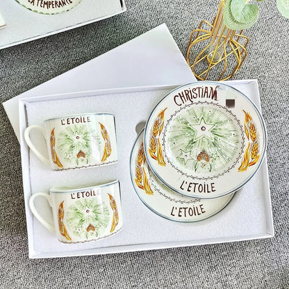 Juego de tazas de café y té DecorBites™ de porcelana fina con platillo, vajilla para té y plato de postre.