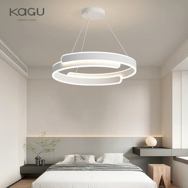 DecorBites™ Black White LED Ring Chandelier Pendant Lights for Home Indoor Decor
