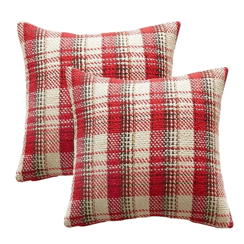 DecorBites™ Buffalo Plaid Cotton Linen Sofa Cushion Cover Pillowcase