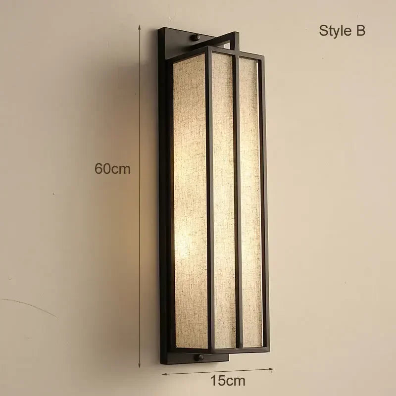 DecorBites™ Chinese Style Iron Art Wall Lamp with Linen Cloth Cover