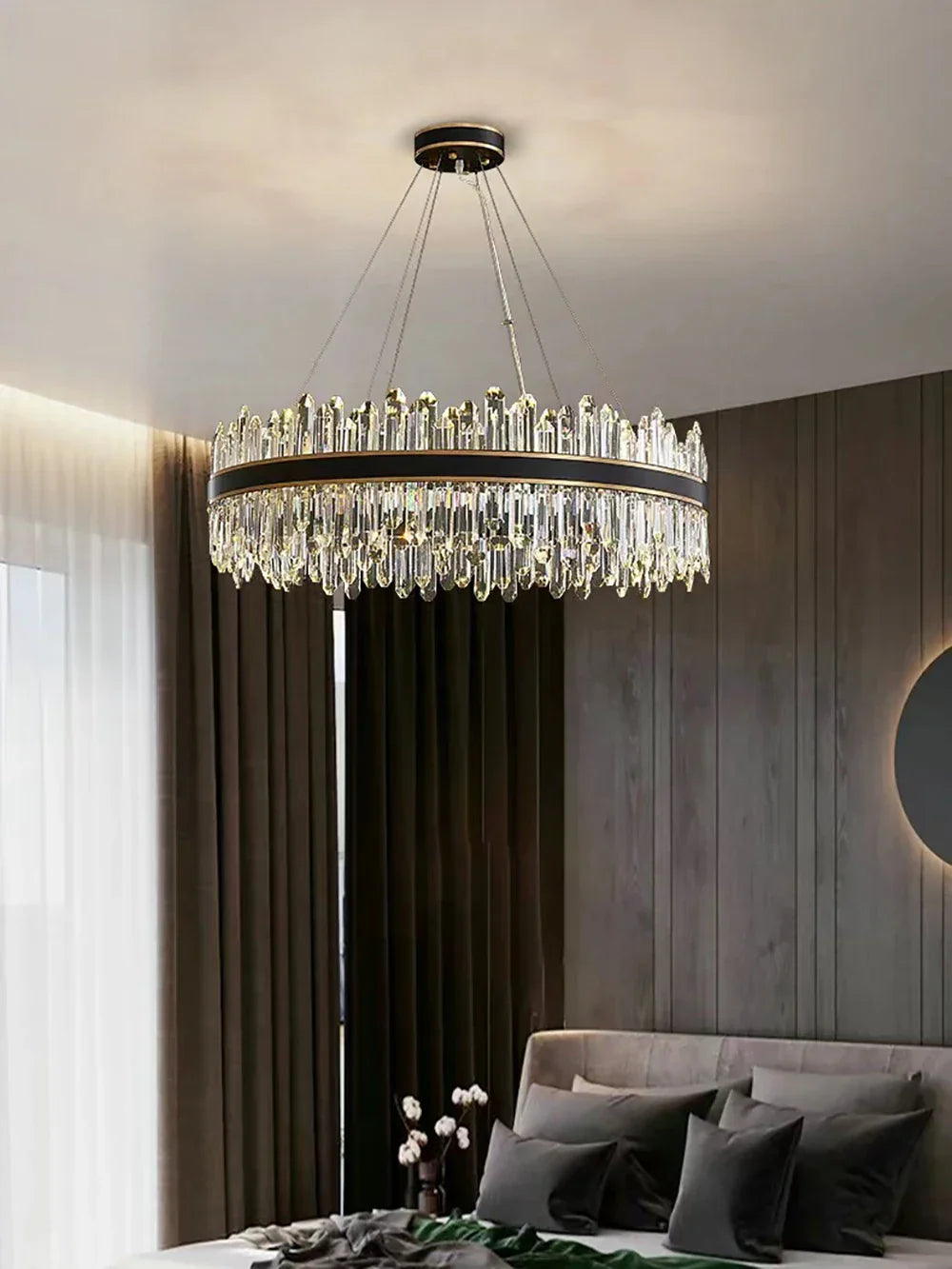 DecorBites™ Crystal Chandelier Round Light Fixture for Luxury Living Room Décor