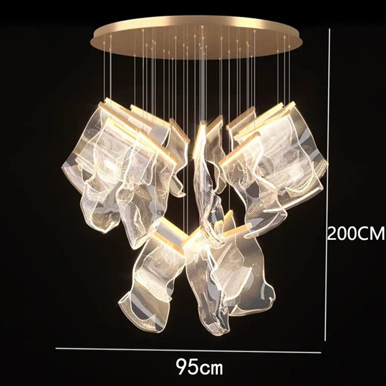 DecorBites™ Crystal Chandelier Stair Pendant Lamp Living Room Lighting