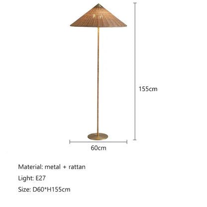 Decorbites™ Gubi Rattan-Schirm Stehlampe Vintage-Ständerleuchte Nordischer Stil
