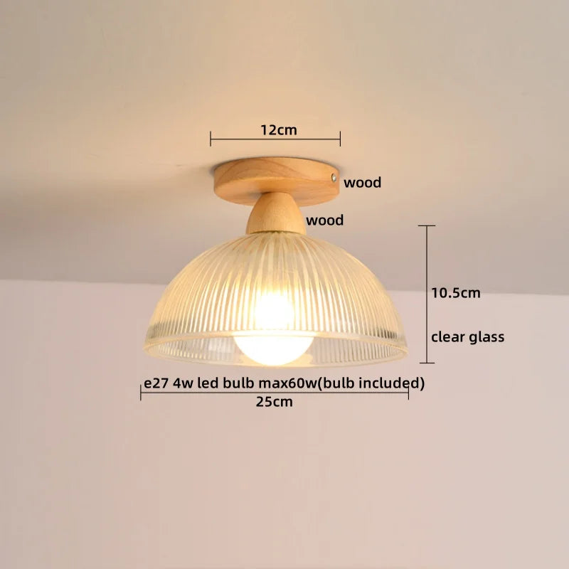 Decorbites™ Grüne Glas LED Deckenleuchte Nordisch Holz Kupfer Deckenlichter