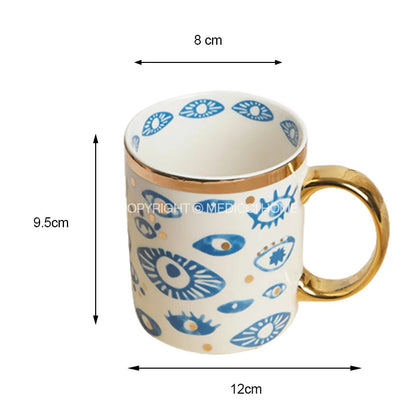 DecorBites™ Bright Eyes Ceramic Dinner Plate Set, 8" Boho Art Salad Dessert Plate