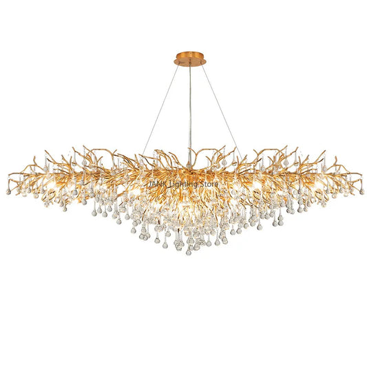 DecorBites™ Gold Crystal Tree Branch Chandelier for Dining Living Room Bedroom Decor