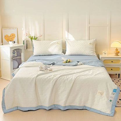 DecorBites™ Jacquard Summer Cool Blanket: Light & Breathable Comforter for Double & Single Beds