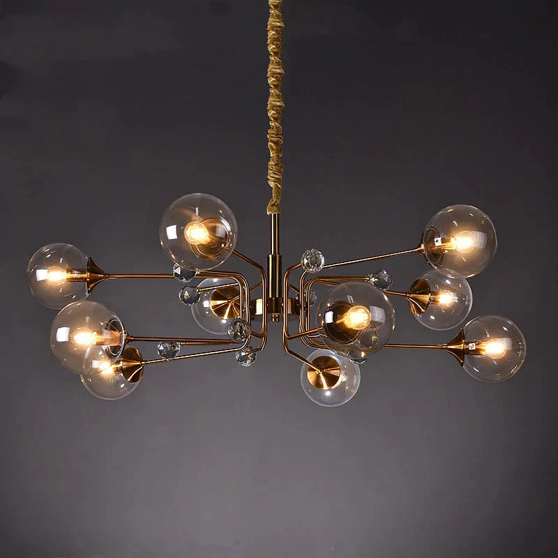 DecorBites™ Glass Bubble Chandelier: Luxury LED Glass Ball Suspension Lamp for Living Room, Bedroom, and Shop