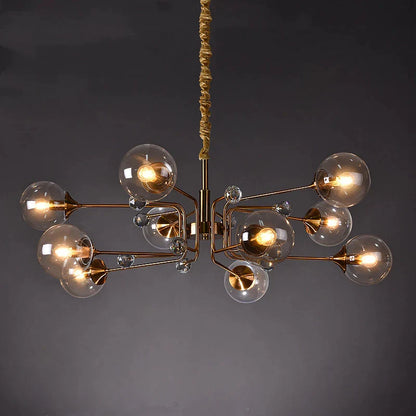 DecorBites™ Glass Bubble Chandelier: Luxury LED Glass Ball Suspension Lamp for Living Room, Bedroom, and Shop