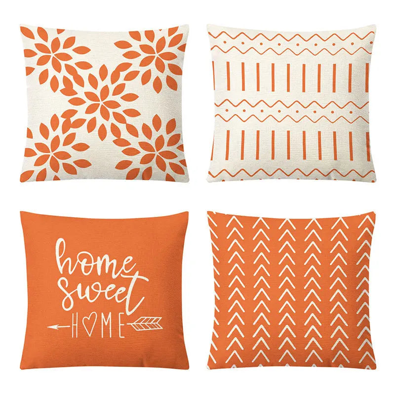 غطاء وسادة من الكتان الأصفر الهندسي من DecorBites™ للديكور العصري 45×45 سم