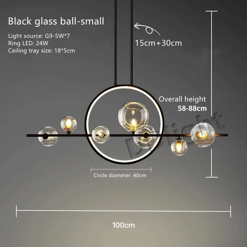 DecorBites™ Glass Bubble LED Ceiling Chandelier for Dining Room and Cloths Store