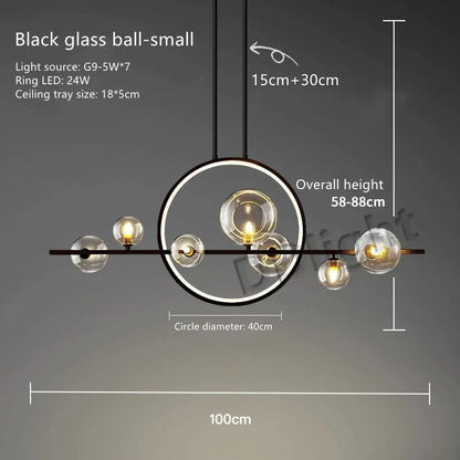 DecorBites™ Glass Bubble LED Chandelier Dining Room Pendant Lighting