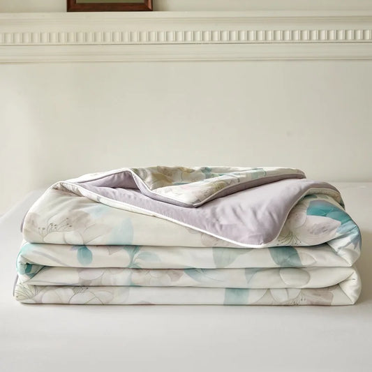 DecorBites™ Knitted Cotton Print Summer Quilt, Silk Soft Blanket
