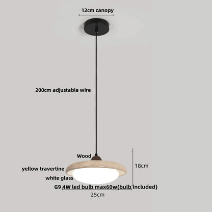 DecorBites™ Cave Stone LED Pendant Lights Wood Home Decor Yellow Globe Hanging Lamp