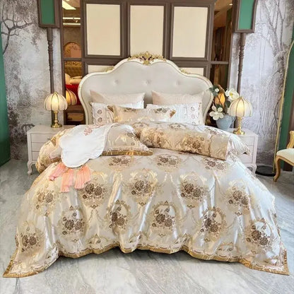 Decobites Luxury European Palace Jacquard Cotton Embroidery Bedding Set