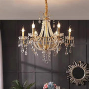 Decorbites™ Lámpara de Araña de Perlas de Cristal Dorado Luces LED de Colgante Decoración de Lujo para Sala de Estar