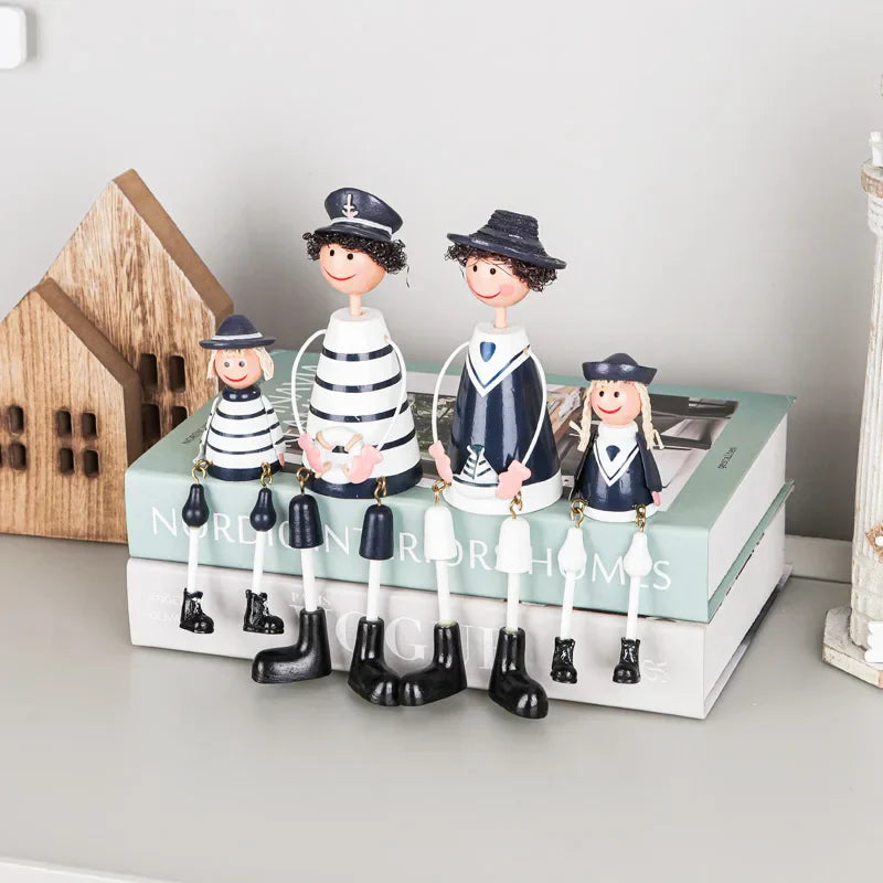 DecorBites™ Coastal Wooden Lighthouse & Ship Model for Mediterranean Home Decor