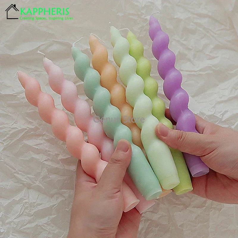 2PCS Colored Taper Candles Twisted Candles Scented Long Lot Wedding Candles Centre De Table Champêtre