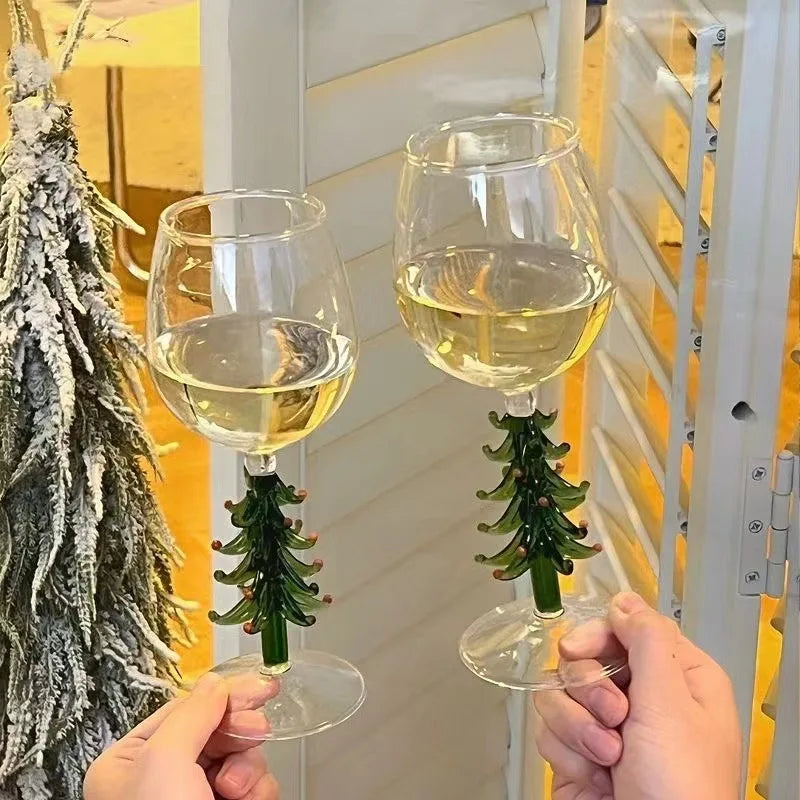 DecorBites™ Christmas Glass Goblet Set: Festive Cocktail Drinkware for Decoration and Gifting