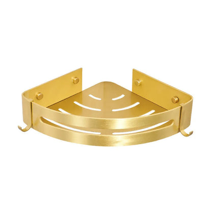 DecorBites™ Brushed Gold Aluminum Bathroom Corner Shelf Wall Mounted Shower Shampoo Holder