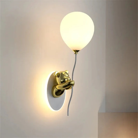 DecorBites™ Bear Balloon Wall Light: Kawaii Cartoon Lamp for Children's Room & Bedroom
