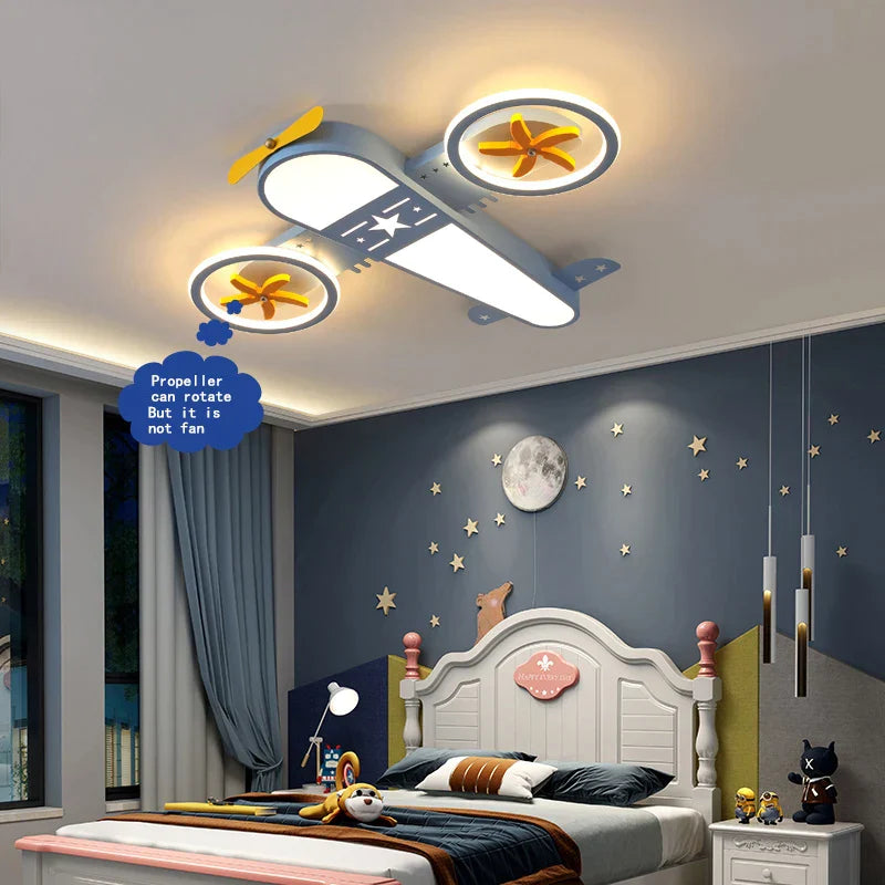 DecorBites™ Kids Airplane Ceiling Lights Remote Control Dimmable LED Chandelier