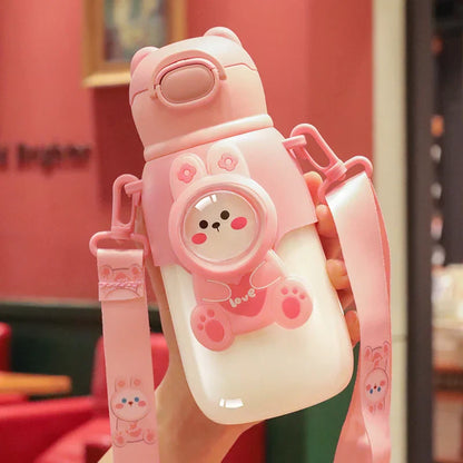 DecorBites™ Kids Cute Cartoon Water Cup with Portable Strap - BPA-Free Student Sippy Cup