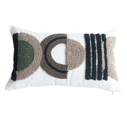 DecorBites™ Half-circle Tufted Cotton Canvas Embroidery Throw Pillow Cover - Modern & Stylish