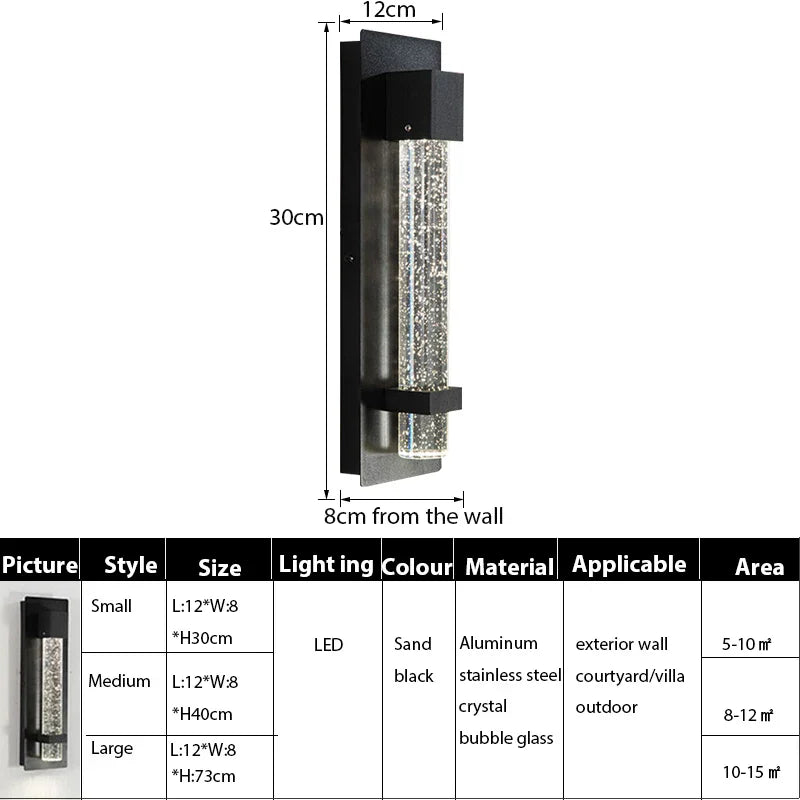 Lámpara de pared exterior LED DecorBites™ Crystal Bubble para porche, entrada y jardín