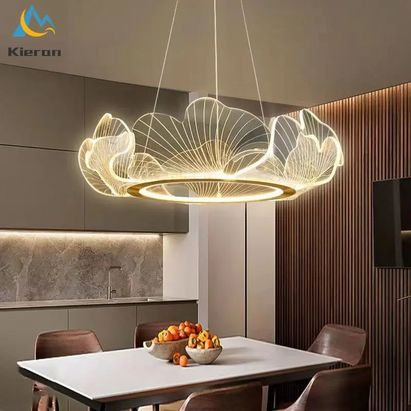 DecorBites™ Lotus Leaf Acrylic LED Chandelier Pendant Light for Dining Room, Bedroom, Living Room