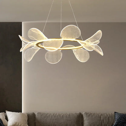 Lámpara de araña LED DecorBites™ con forma de flor: Lámpara colgante de acrílico de lujo para sala de estar moderna, dormitorio, cocina y comedor.