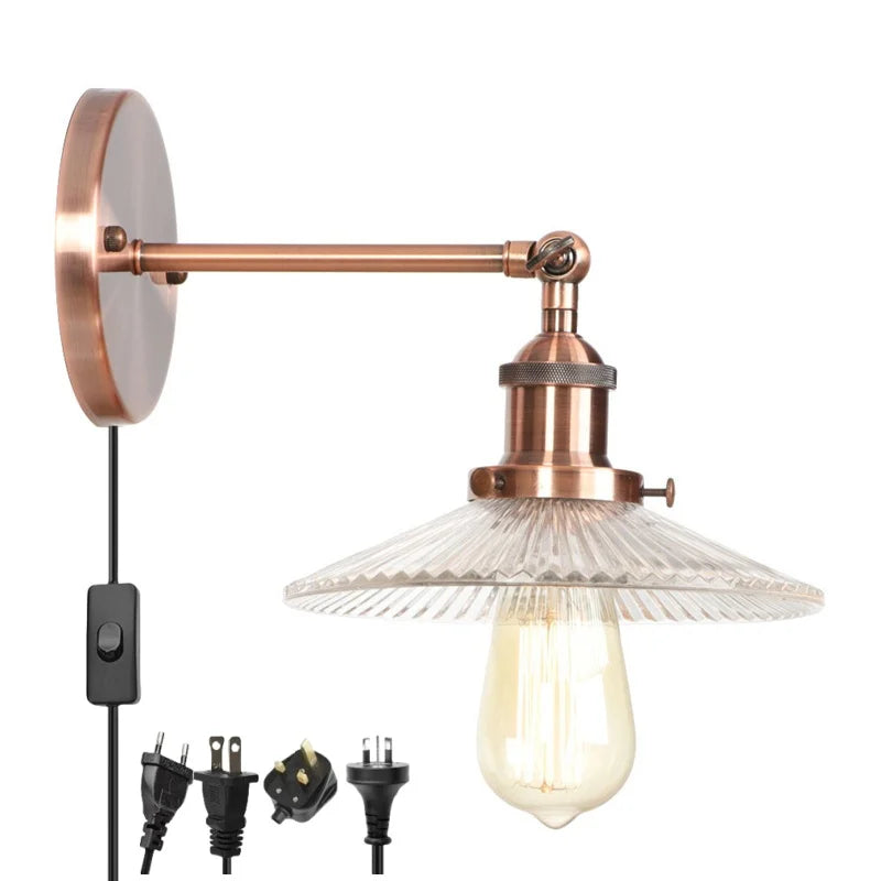 DecorBites™ Industrial Loft LED Wall Lights for Bedroom, Plug In Stairs Lamp