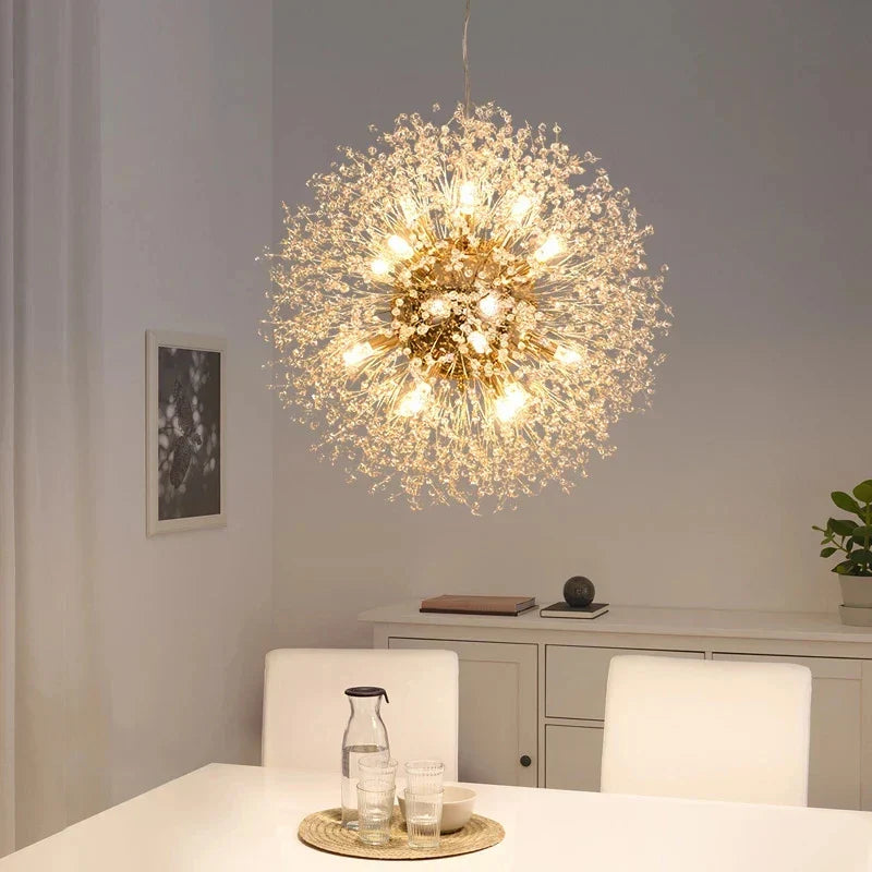 DecorBites™ Dandelion Art Crystal Chandelier: Nordic Modern Luxury for Living Room & Restaurant
